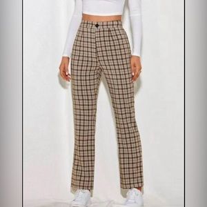 plaid straight leg pants
